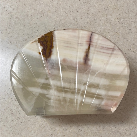 Shell vintage Marble Jewelry Box cream natural stone colors - Picture 2 of 13